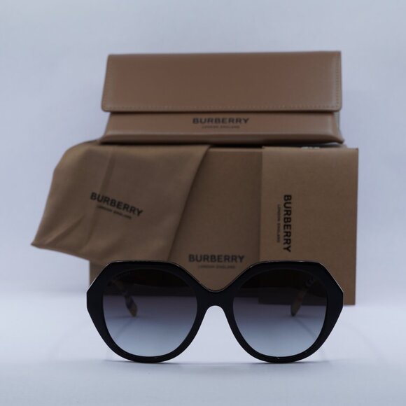 Burberry BE4375 38538G Square Sunglasses - Black/Check Brown/Grey main image 8